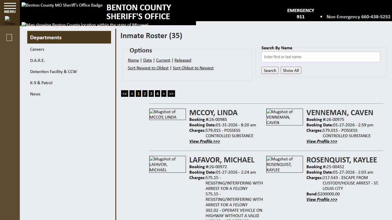 Inmate Roster - Current Inmates Booking Date Descending - Benton County MO Sheriff’s Office